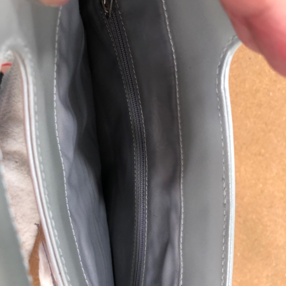 NWT Adidas Originals Carlo Gruber women’s silver purse handbag faux fur trim - Picture 6 of 6